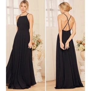 Lulus Mythical Kind of Love Maxi Dress Women XL Black Formal